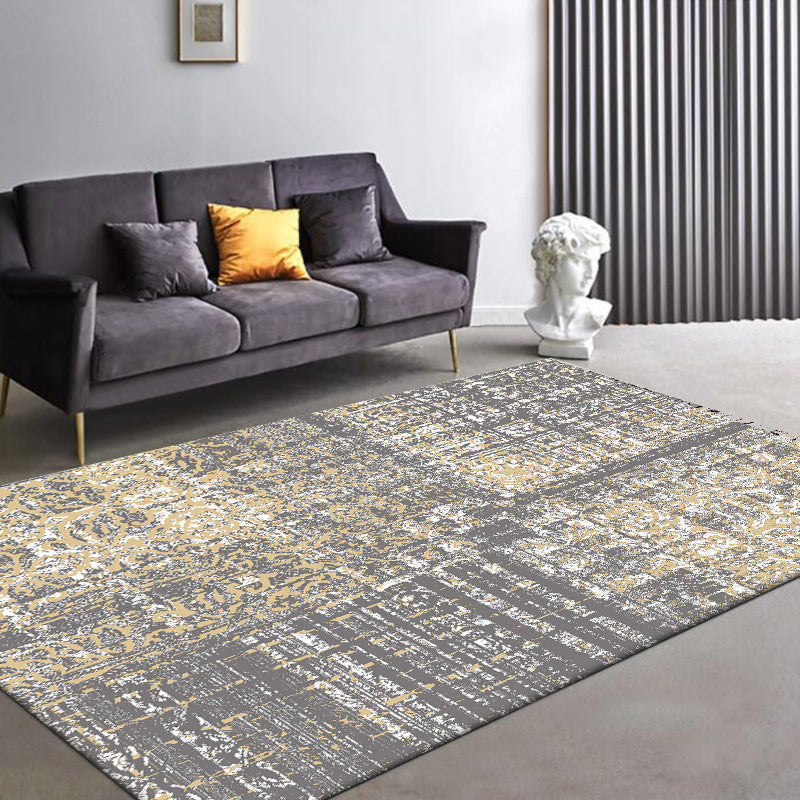 Funky Abstract Rug Grey Industrial Rug Polyester Washable Anti-Slip Backing Area Rug for Living Room Grey Clearhalo 'Area Rug' 'Rug' 1584544