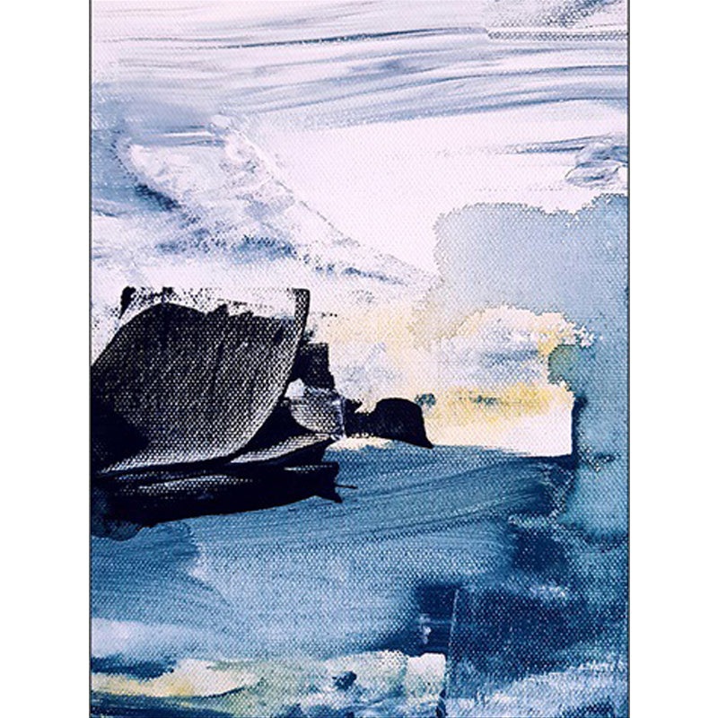 Blue Bedroom Rug Modern Abstract Ink Painting Pattern Area Rug Polyester Anti-Slip Machine Washable Carpet Clearhalo 'Area Rug' 'Modern' 'Rugs' Rug' 1584603