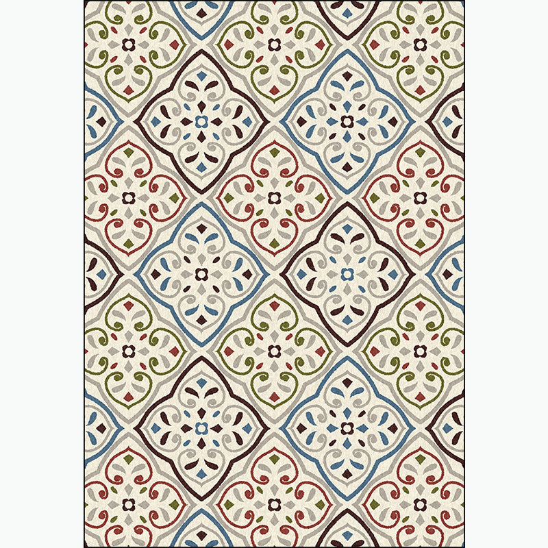 Ivory Bedroom Rug Moroccan Motif Pattern Area Rug Polyester Washable Stain-Resistant Carpet Clearhalo 'Area Rug' 'Rug' 1584824