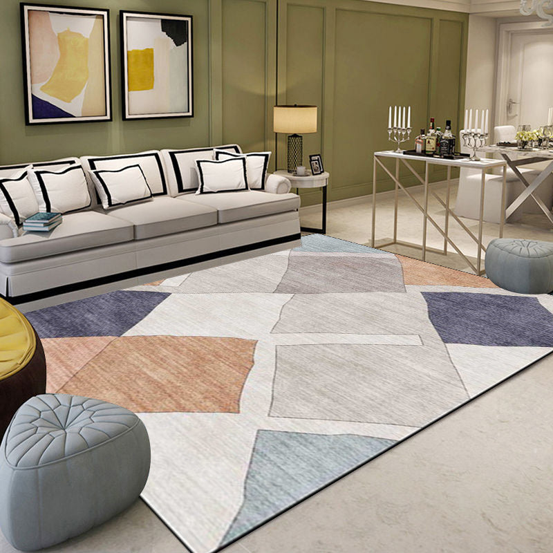 Novelty Living Room Rug in Ivory Diamond Print Rug Polyester Machine Washable Anti-Slip Area Rug Orange Clearhalo 'Area Rug' 'Rug' 1584846