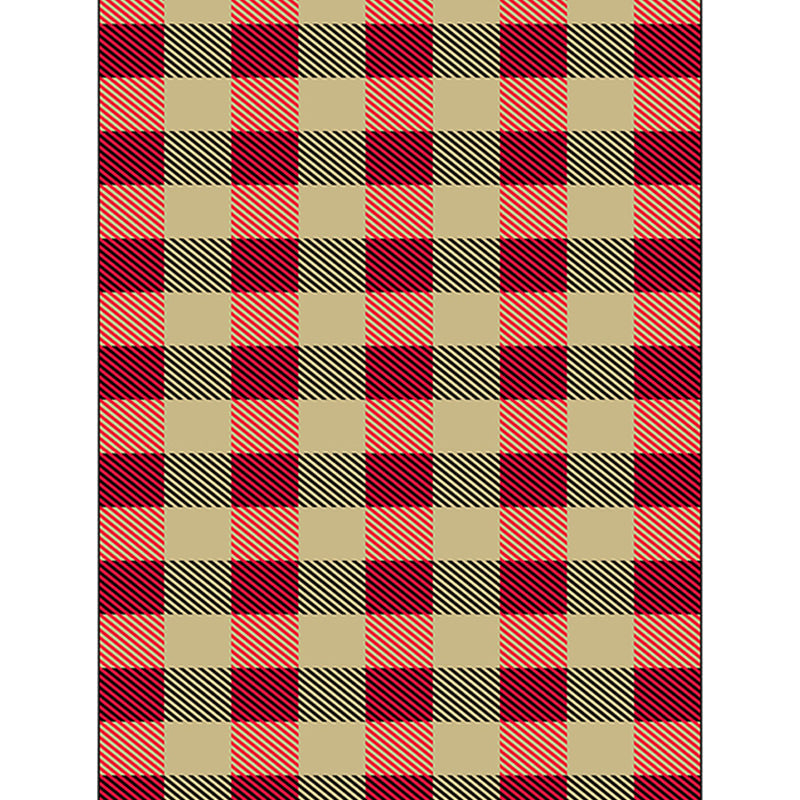 Red and Brown Bedroom Rug Modern Plaid Stripe Pattern Area Rug Polyester Stain-Resistant Machine Washable Carpet Clearhalo 'Area Rug' 'Modern' 'Rugs' Rug' 1584913
