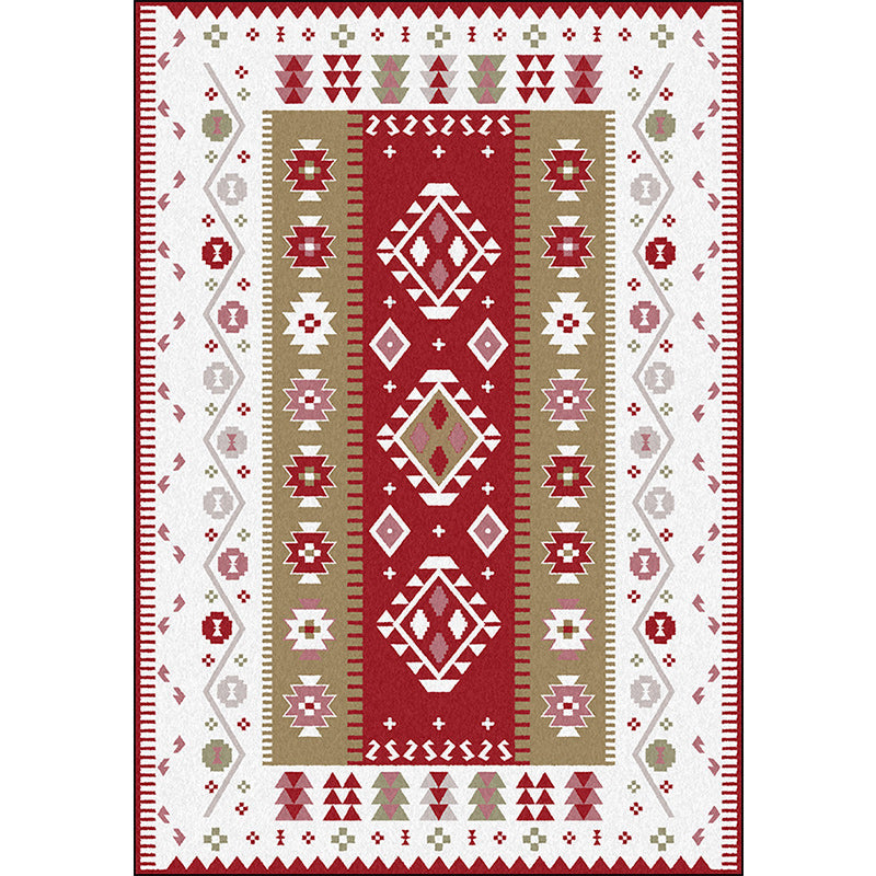 Tribal Southwestern Rug in Red and White Diamond Wave Pattern Rug Polyester Pet Friendly Carpet for Home Decoration Clearhalo 'Area Rug' 'Rugs' 'Southwestern' Rug' 1585088