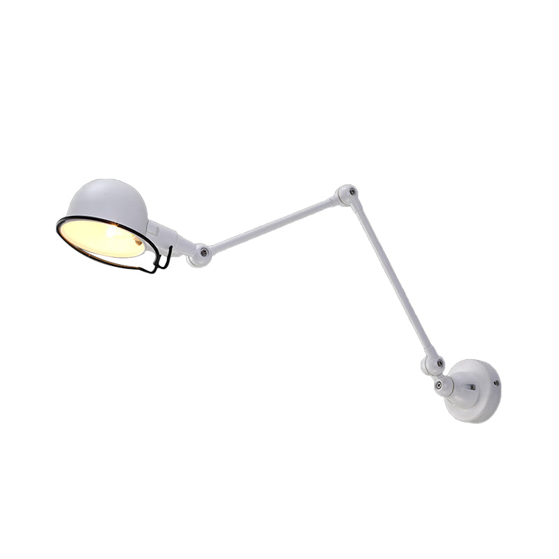 Black/White Swing Arm Wall Light Fixture with Bowl Shade Industrial Metal 1 Head Corridor Sconce Lamp Clearhalo 'Art deco wall lights' 'Cast Iron' 'Glass' 'Industrial wall lights' 'Industrial' 'Middle century wall lights' 'Modern' 'Rustic wall lights' 'Tiffany' 'Traditional wall lights' 'Wall Lamps & Sconces' 'Wall Lights' Lighting' 158512