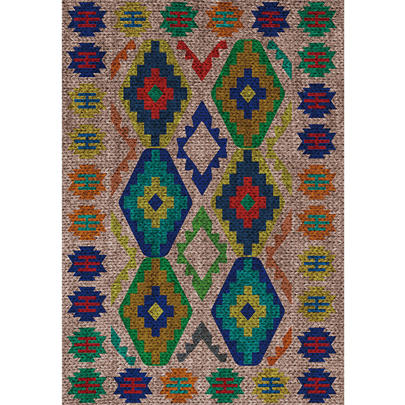 Southwestern Living Room Rug in Brown Diamond Print Rug Polyester Washable Anti-Slip Backing Area Rug Clearhalo 'Area Rug' 'Rugs' 'Southwestern' Rug' 1585421