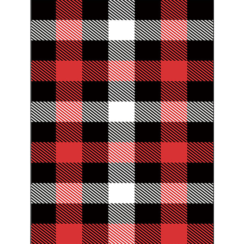 Black Bedroom Rug Modern Plaid Pattern Area Rug Polyester Non-Slip Machine Washable Carpet Clearhalo 'Area Rug' 'Modern' 'Rugs' Rug' 1585515