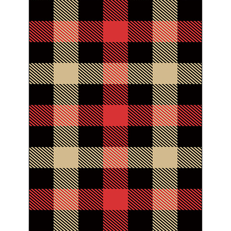 Black Bedroom Rug Modern Plaid Pattern Area Rug Polyester Non-Slip Machine Washable Carpet Clearhalo 'Area Rug' 'Modern' 'Rugs' Rug' 1585523