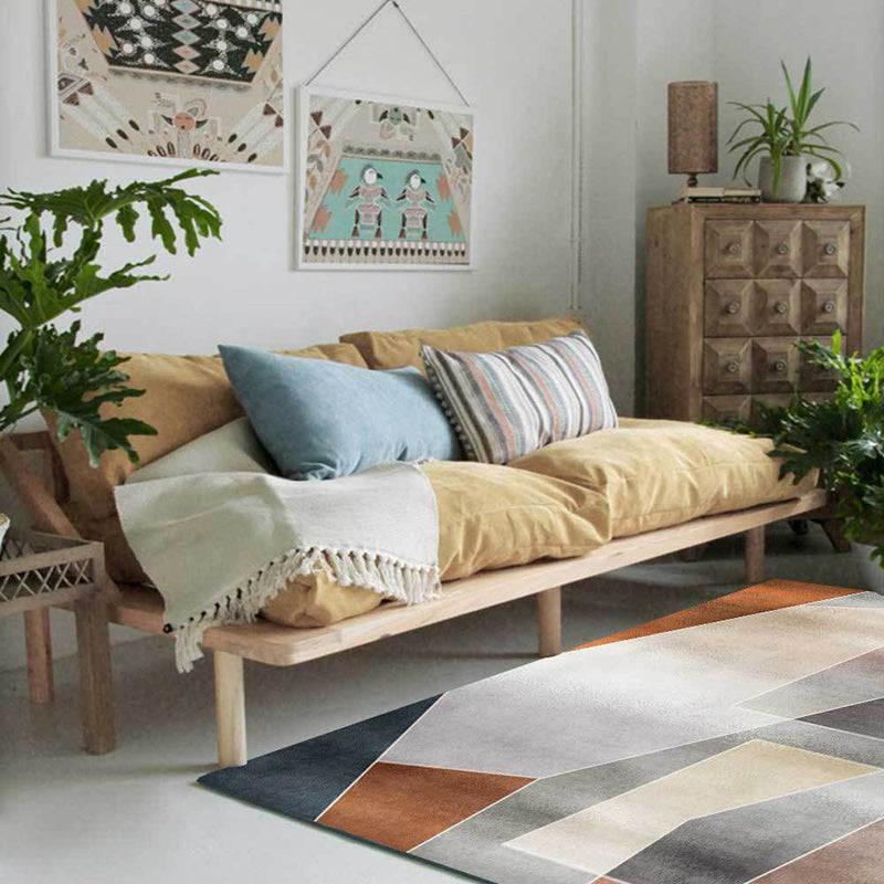 Unique Colorblock Rug Grey and Brown Simple Rug Polyester Washable Non-Slip Backing Area Rug for Living Room Clearhalo 'Area Rug' 'Modern' 'Rugs' Rug' 1585897