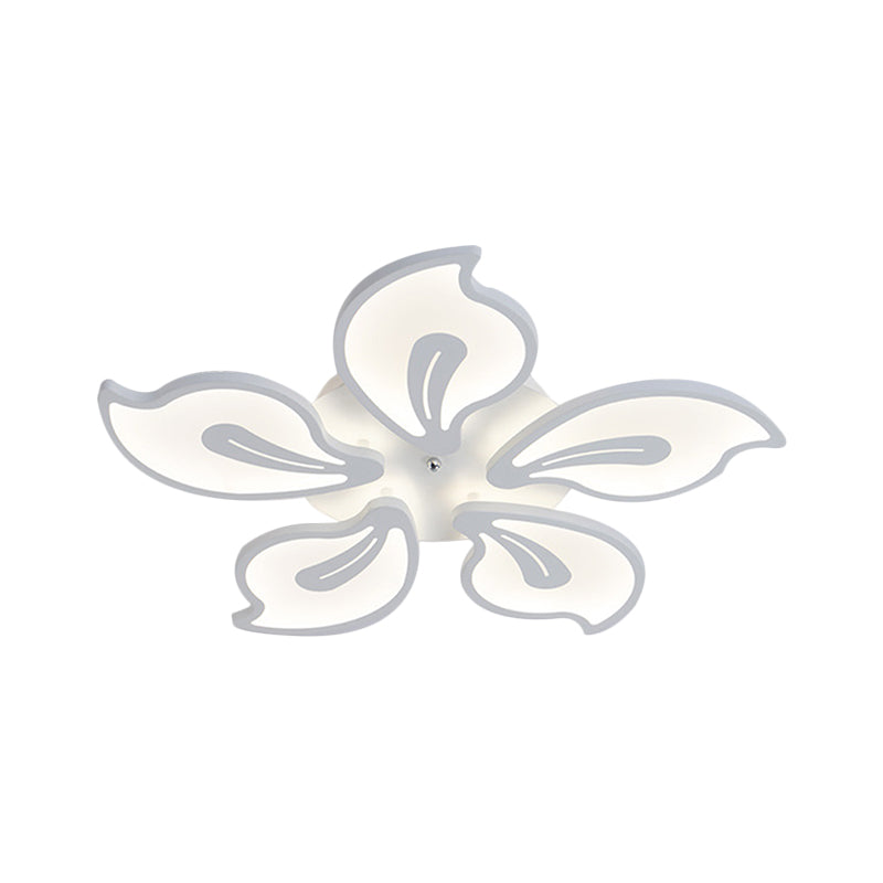 Acrylic Blossom Ceiling Flush Contemporary 5/9 Heads White Semi Flush Mount in Warm/White/Natural Light Clearhalo 'Ceiling Lights' 'Close To Ceiling Lights' 'Close to ceiling' 'Semi-flushmount' Lighting' 1586112