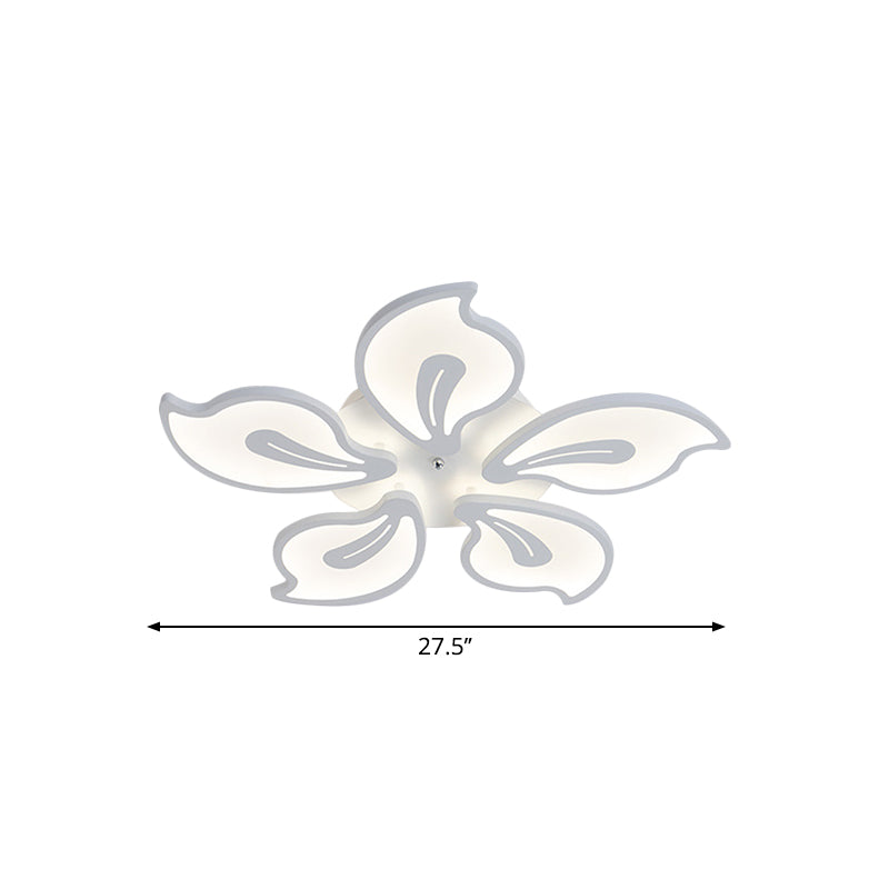 Acrylic Blossom Ceiling Flush Contemporary 5/9 Heads White Semi Flush Mount in Warm/White/Natural Light Clearhalo 'Ceiling Lights' 'Close To Ceiling Lights' 'Close to ceiling' 'Semi-flushmount' Lighting' 1586113