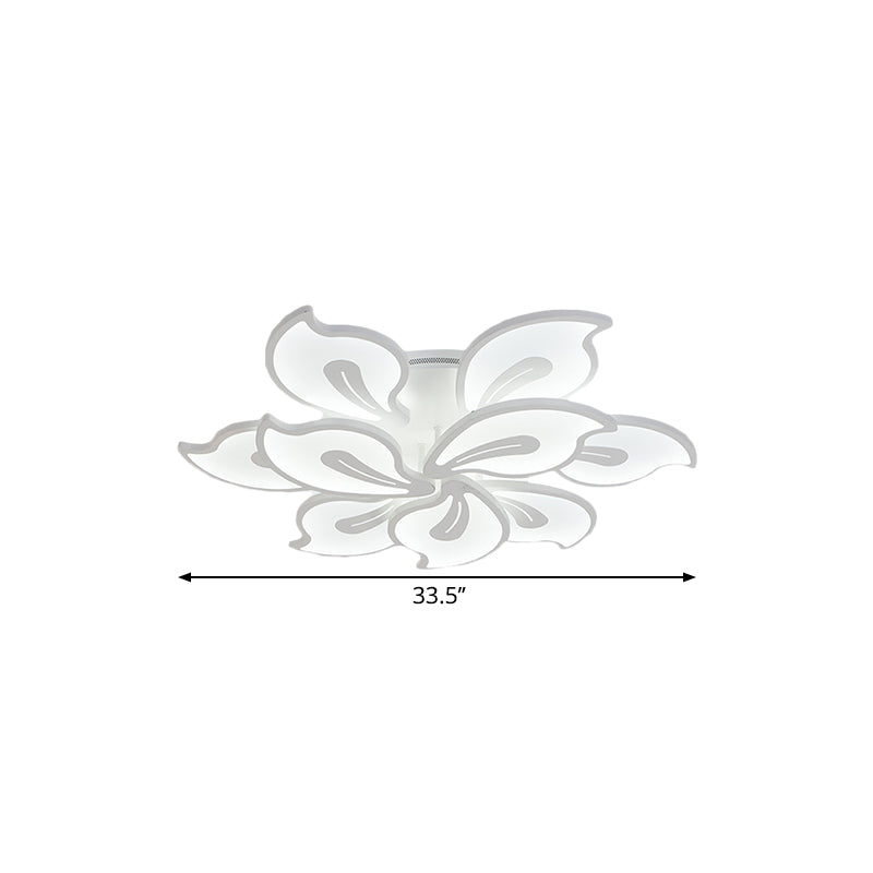 Acrylic Blossom Ceiling Flush Contemporary 5/9 Heads White Semi Flush Mount in Warm/White/Natural Light Clearhalo 'Ceiling Lights' 'Close To Ceiling Lights' 'Close to ceiling' 'Semi-flushmount' Lighting' 1586118