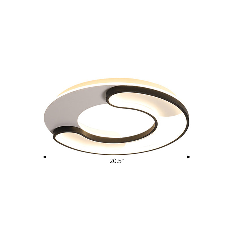 18"/20.5" Wide Stacked C-Shape Flushmount Modernist Metallic Sitting Room LED Ceiling Lamp in Black, Warm/White Light Clearhalo 'Ceiling Lights' 'Close To Ceiling Lights' 'Close to ceiling' 'Flush mount' Lighting' 1586144