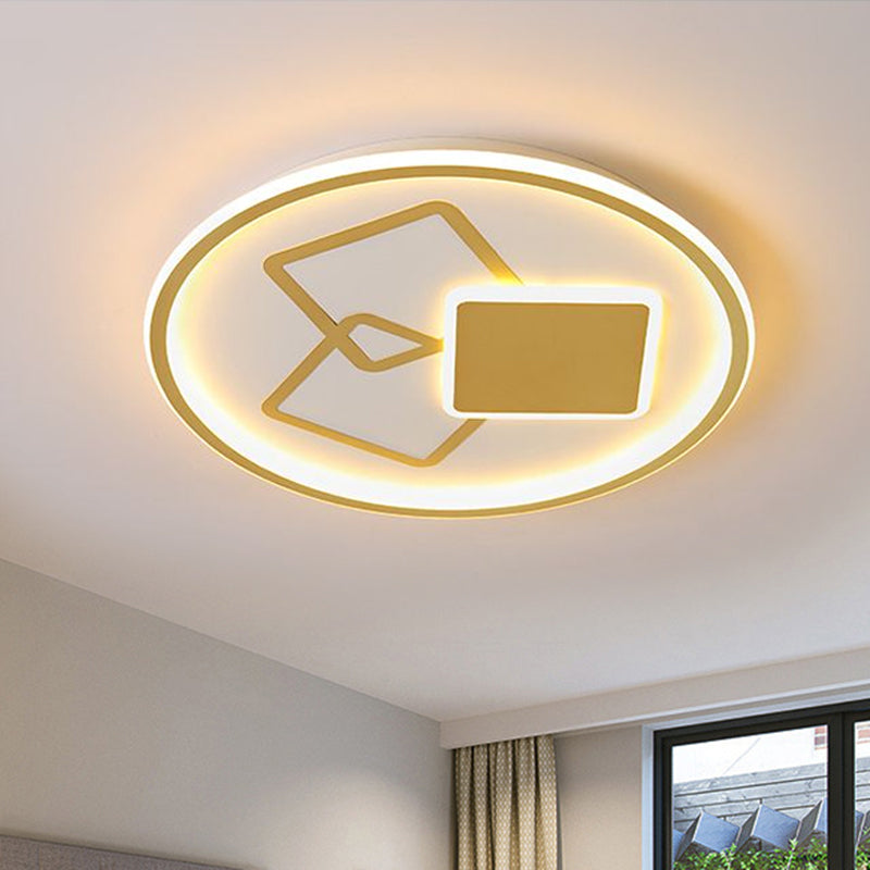 16.5"/20.5" Wide Round Ceiling Lamp Contemporary Metal Black/Gold LED Flush Mount Light in Warm/White Light Clearhalo 'Ceiling Lights' 'Close To Ceiling Lights' 'Close to ceiling' 'Flush mount' Lighting' 1586205