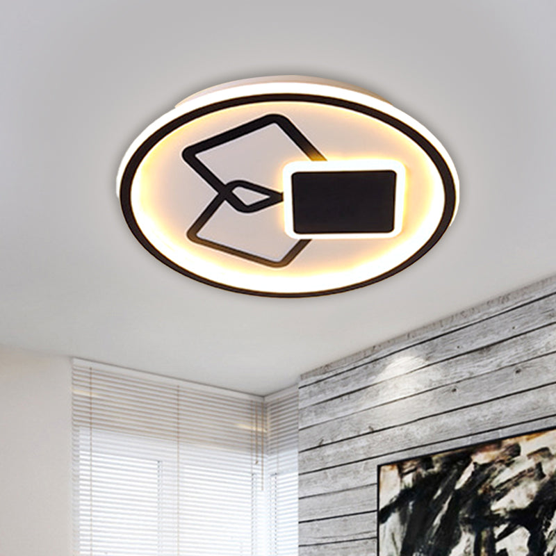 16.5"/20.5" Wide Round Ceiling Lamp Contemporary Metal Black/Gold LED Flush Mount Light in Warm/White Light Clearhalo 'Ceiling Lights' 'Close To Ceiling Lights' 'Close to ceiling' 'Flush mount' Lighting' 1586211