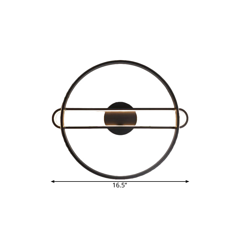 16.5"/20.5" Wide Ring Bedroom Semi Flush Metallic LED Modernist Close to Ceiling Lighting in Black, Warm/White Light Clearhalo 'Ceiling Lights' 'Close To Ceiling Lights' 'Close to ceiling' 'Semi-flushmount' Lighting' 1586216