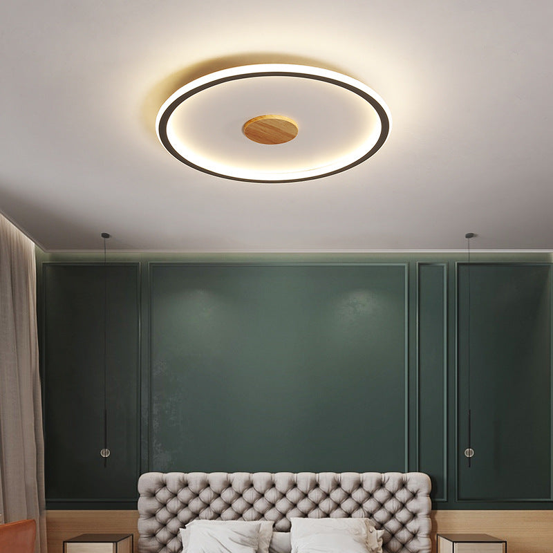 16.5"/20.5" Width Circular LED Flushmount Lighting Simple Metallic Living Room Ceiling Mounted Fixture in Black/Grey, Warm/White Light Black Clearhalo 'Ceiling Lights' 'Close To Ceiling Lights' 'Close to ceiling' 'Flush mount' Lighting' 1586253