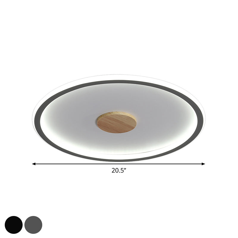 16.5"/20.5" Width Circular LED Flushmount Lighting Simple Metallic Living Room Ceiling Mounted Fixture in Black/Grey, Warm/White Light Clearhalo 'Ceiling Lights' 'Close To Ceiling Lights' 'Close to ceiling' 'Flush mount' Lighting' 1586258