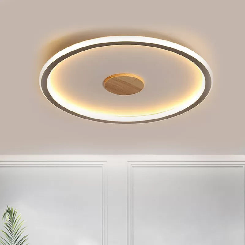 16.5"/20.5" Width Circular LED Flushmount Lighting Simple Metallic Living Room Ceiling Mounted Fixture in Black/Grey, Warm/White Light Grey Clearhalo 'Ceiling Lights' 'Close To Ceiling Lights' 'Close to ceiling' 'Flush mount' Lighting' 1586259