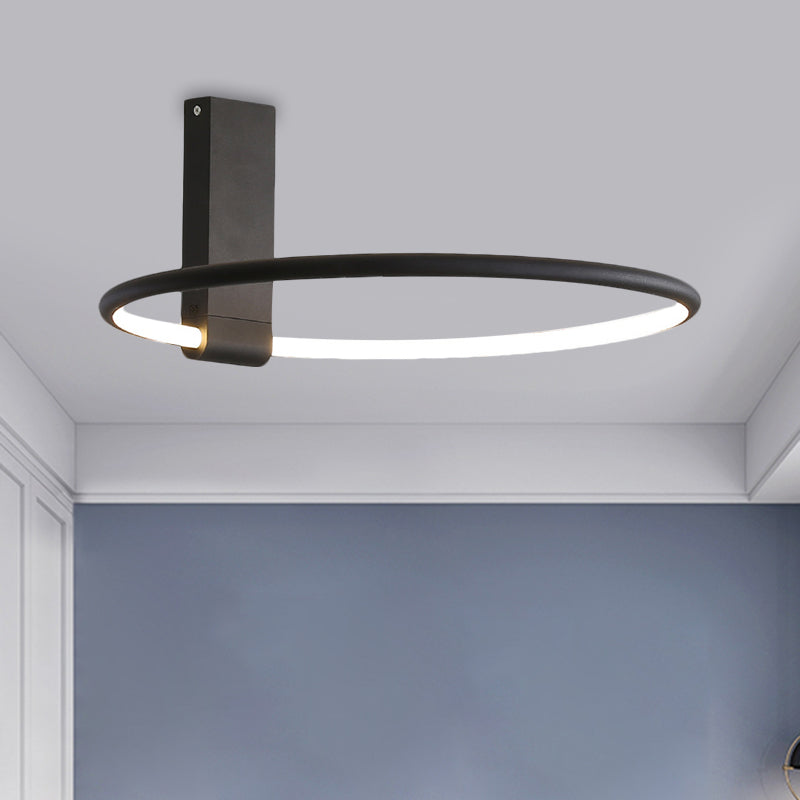 16"/23.5" Wide Ring Ceiling Fixture Modern Style Metallic Black/White/Gold LED Flush Mount Lamp in Warm/White/Natural Light Clearhalo 'Ceiling Lights' 'Close To Ceiling Lights' 'Close to ceiling' 'Flush mount' Lighting' 1586288