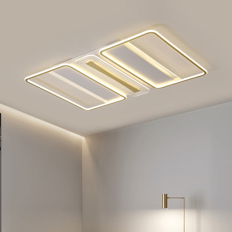 Clear Acrylic Rectangle Semi Flush Modern Style LED White Close to Ceiling Lamp in Warm/White Light Clear Clearhalo 'Ceiling Lights' 'Close To Ceiling Lights' 'Close to ceiling' 'Semi-flushmount' Lighting' 1586304