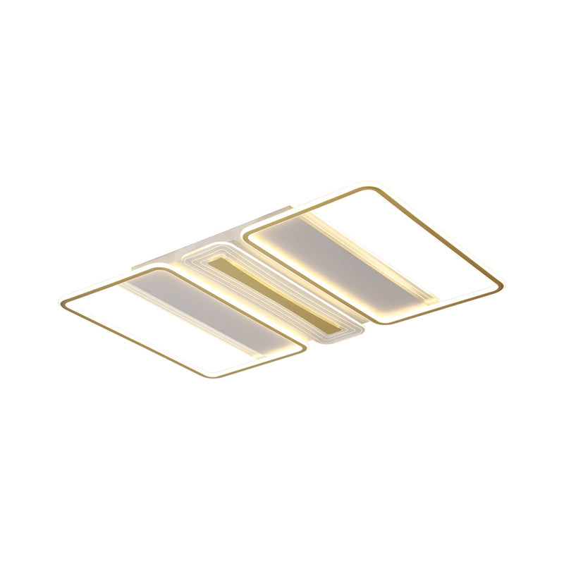 Clear Acrylic Rectangle Semi Flush Modern Style LED White Close to Ceiling Lamp in Warm/White Light Clearhalo 'Ceiling Lights' 'Close To Ceiling Lights' 'Close to ceiling' 'Semi-flushmount' Lighting' 1586306