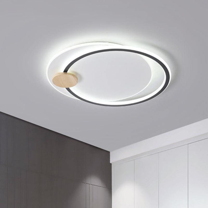 Metal LED Circle Ceiling Lamp Simplicity Black/Grey Flush Mount Lighting Fixture in Warm/White Light, 16.5"/20.5" Width Clearhalo 'Ceiling Lights' 'Close To Ceiling Lights' 'Close to ceiling' 'Flush mount' Lighting' 1586314