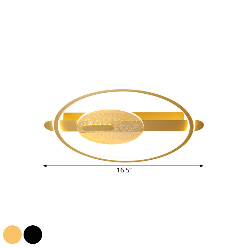 Black/Gold LED Round Semi-Flush Mount Simplicity Acrylic Ceiling Lamp Fixture in Warm/White Light, 16.5"/20.5" Width Clearhalo 'Ceiling Lights' 'Close To Ceiling Lights' 'Close to ceiling' 'Semi-flushmount' Lighting' 1586325