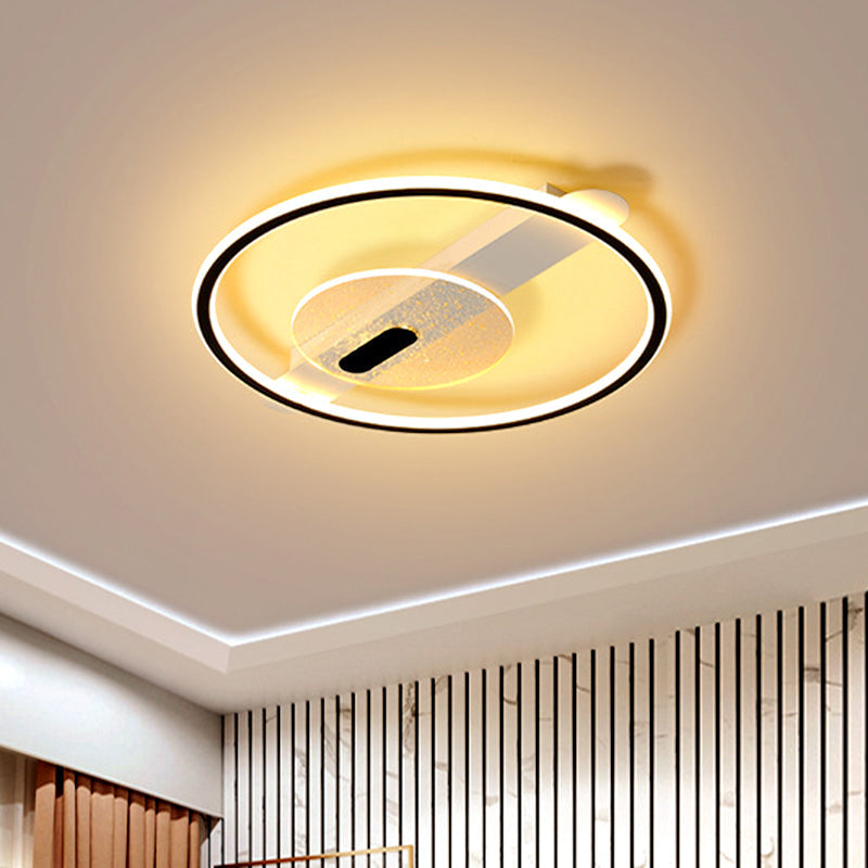 Black/Gold LED Round Semi-Flush Mount Simplicity Acrylic Ceiling Lamp Fixture in Warm/White Light, 16.5"/20.5" Width Clearhalo 'Ceiling Lights' 'Close To Ceiling Lights' 'Close to ceiling' 'Semi-flushmount' Lighting' 1586328