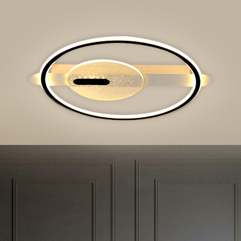 Black/Gold LED Round Semi-Flush Mount Simplicity Acrylic Ceiling Lamp Fixture in Warm/White Light, 16.5"/20.5" Width Clearhalo 'Ceiling Lights' 'Close To Ceiling Lights' 'Close to ceiling' 'Semi-flushmount' Lighting' 1586329