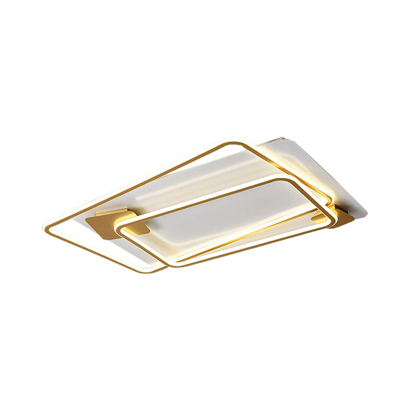 Rectangle Semi Flush Light Simple Style Metallic Sitting Room LED Close to Ceiling Lamp Clearhalo 'Ceiling Lights' 'Close To Ceiling Lights' 'Close to ceiling' 'Semi-flushmount' Lighting' 1586333