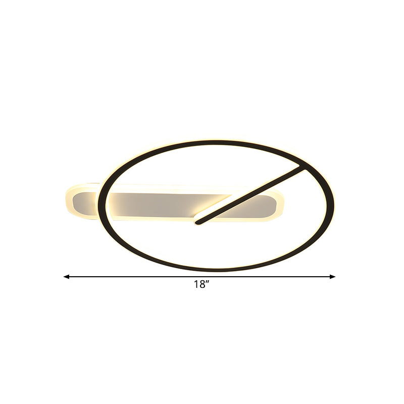 LED Parlor Semi Flush Mount Minimalist Black Ceiling Lighting with Ring and Linear Shade in Warm/White/3 Color Light Clearhalo 'Ceiling Lights' 'Close To Ceiling Lights' 'Close to ceiling' 'Semi-flushmount' Lighting' 1586343