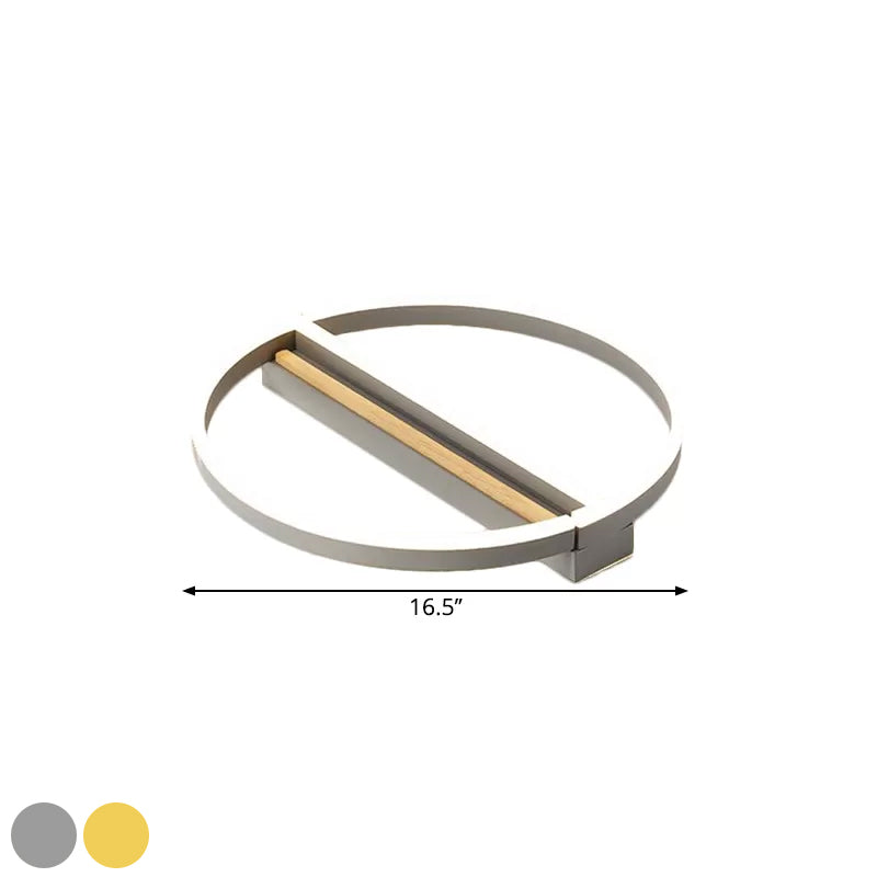 16.5"/20.5" Wide Circle Semi Flush Mount Minimalism Metal LED Parlor Ceiling Fixture in Gold/Grey, Warm/White Light Clearhalo 'Ceiling Lights' 'Close To Ceiling Lights' 'Close to ceiling' 'Flush mount' Lighting' 1586347