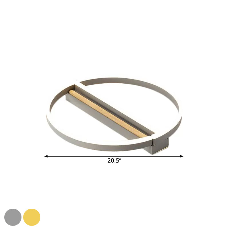 16.5"/20.5" Wide Circle Semi Flush Mount Minimalism Metal LED Parlor Ceiling Fixture in Gold/Grey, Warm/White Light Clearhalo 'Ceiling Lights' 'Close To Ceiling Lights' 'Close to ceiling' 'Flush mount' Lighting' 1586348