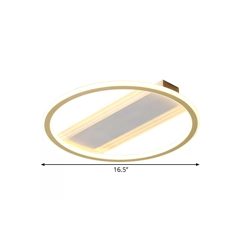Simplicity LED Ceiling Fixture White Circular Semi Flush Mount with Metallic Shade in Warm/White Light, 16.5"/20.5" Width Clearhalo 'Ceiling Lights' 'Close To Ceiling Lights' 'Close to ceiling' 'Semi-flushmount' Lighting' 1586361