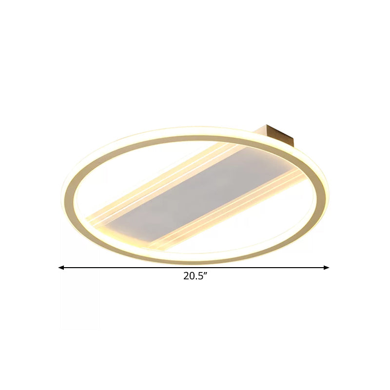 Simplicity LED Ceiling Fixture White Circular Semi Flush Mount with Metallic Shade in Warm/White Light, 16.5"/20.5" Width Clearhalo 'Ceiling Lights' 'Close To Ceiling Lights' 'Close to ceiling' 'Semi-flushmount' Lighting' 1586362