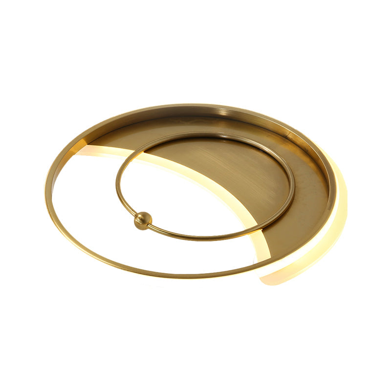 Metal Round Ceiling Lighting Minimalism LED Semi Flush Mount Lamp in Gold, Warm/White/3 Color Light Clearhalo 'Ceiling Lights' 'Close To Ceiling Lights' 'Close to ceiling' 'Semi-flushmount' Lighting' 1586365