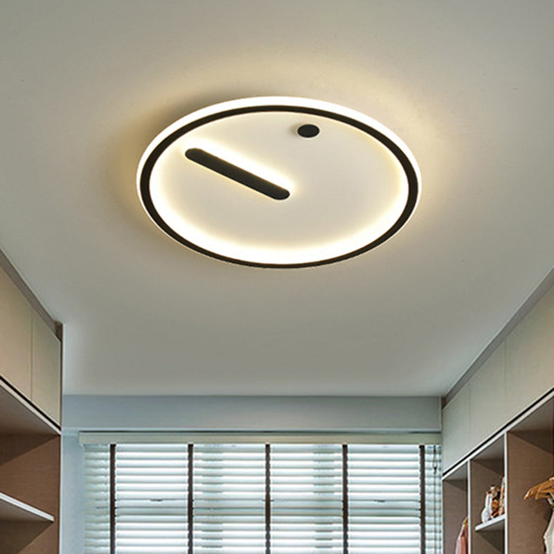 Black and White LED Circle Flush Mount Modernist Metallic Ceiling Fixture in Warm/White Light, 12"/16"/19.5" Wide Black-White Clearhalo 'Ceiling Lights' 'Close To Ceiling Lights' 'Close to ceiling' 'Flush mount' Lighting' 1586375