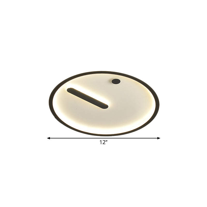 Black and White LED Circle Flush Mount Modernist Metallic Ceiling Fixture in Warm/White Light, 12"/16"/19.5" Wide Clearhalo 'Ceiling Lights' 'Close To Ceiling Lights' 'Close to ceiling' 'Flush mount' Lighting' 1586378