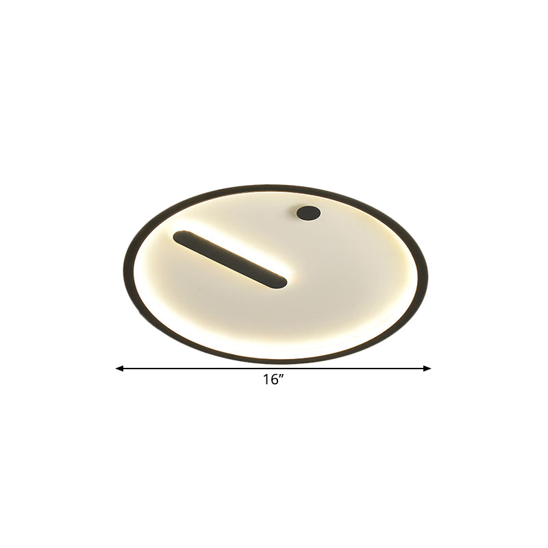 Black and White LED Circle Flush Mount Modernist Metallic Ceiling Fixture in Warm/White Light, 12"/16"/19.5" Wide Clearhalo 'Ceiling Lights' 'Close To Ceiling Lights' 'Close to ceiling' 'Flush mount' Lighting' 1586379
