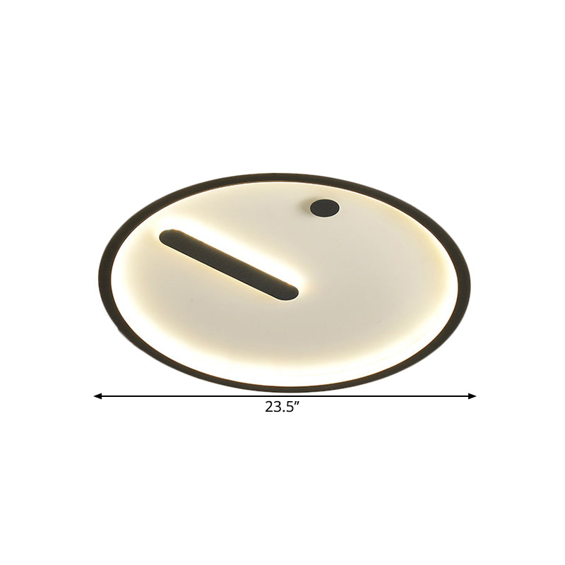 Black and White LED Circle Flush Mount Modernist Metallic Ceiling Fixture in Warm/White Light, 12"/16"/19.5" Wide Clearhalo 'Ceiling Lights' 'Close To Ceiling Lights' 'Close to ceiling' 'Flush mount' Lighting' 1586381