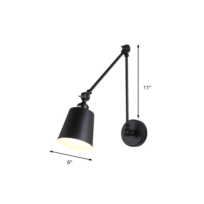 1 Light Metallic Wall Mount Light Contemporary Black/Rust Tapered Bedroom Wall Light Sconce with Adjustable Arm Clearhalo 'Art deco wall lights' 'Cast Iron' 'Glass' 'Industrial wall lights' 'Industrial' 'Middle century wall lights' 'Modern' 'Rustic wall lights' 'Tiffany' 'Traditional wall lights' 'Wall Lamps & Sconces' 'Wall Lights' Lighting' 158674