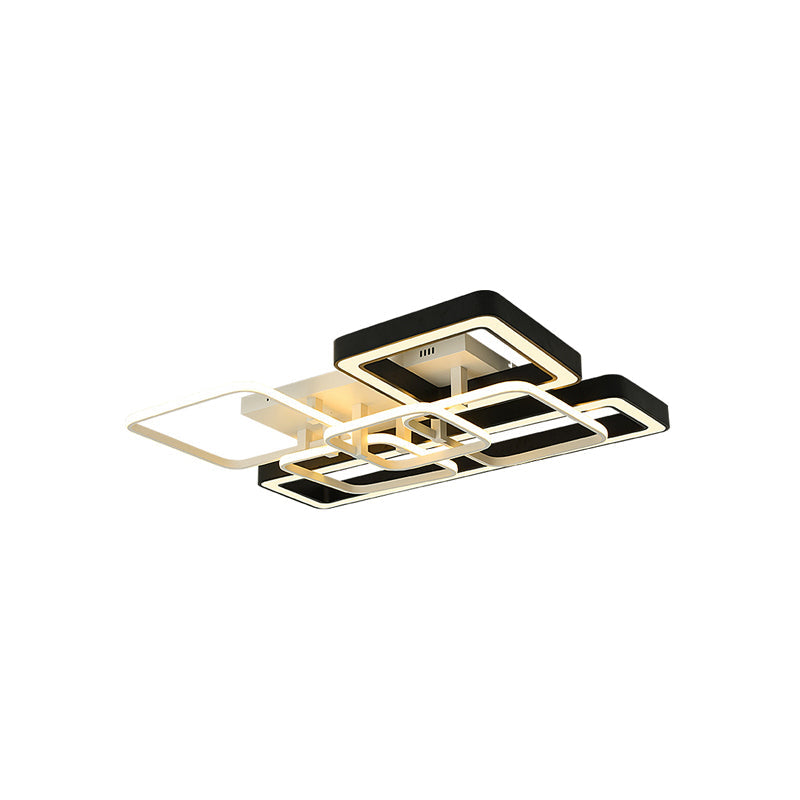 Modern Geometric Ceiling Mount Light Aluminum and Acrylic LED Living Room Light Fixture in Black and White Clearhalo 'Ceiling Lights' 'Close To Ceiling Lights' 'Close to ceiling' 'Flush mount' Lighting' 158691