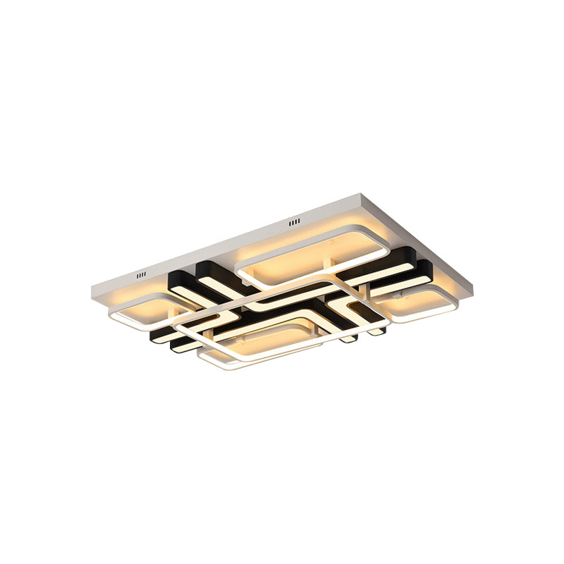 Modern Geometric Ceiling Mount Light Aluminum and Acrylic LED Living Room Light Fixture in Black and White Clearhalo 'Ceiling Lights' 'Close To Ceiling Lights' 'Close to ceiling' 'Flush mount' Lighting' 158696