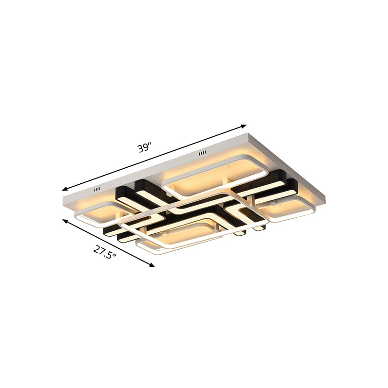 Modern Geometric Ceiling Mount Light Aluminum and Acrylic LED Living Room Light Fixture in Black and White Clearhalo 'Ceiling Lights' 'Close To Ceiling Lights' 'Close to ceiling' 'Flush mount' Lighting' 158697