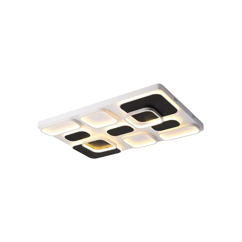 Minimalism Square Shade Flush Ceiling Light Acrylic 21.5"/27.5" Width LED Bedroom Close to Ceiling Light in Black Clearhalo 'Ceiling Lights' 'Close To Ceiling Lights' 'Close to ceiling' 'Flush mount' Lighting' 158717
