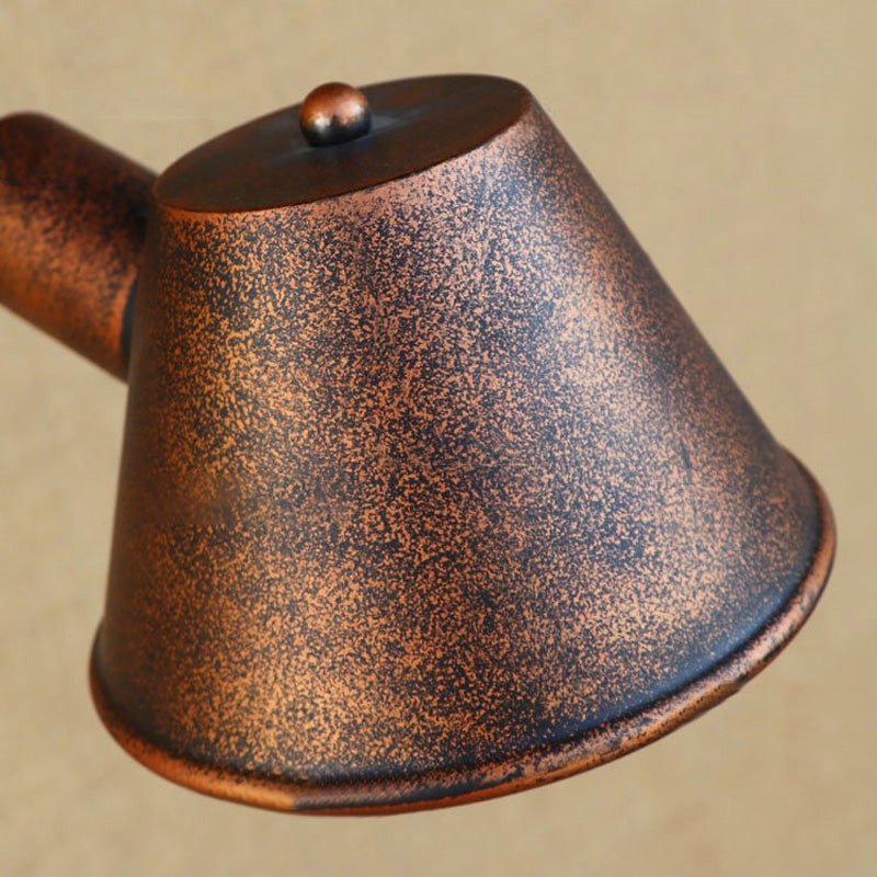 1 Bulb Wall Lighting Vintage Industrial Tapered Shade Metal Wall Sconce Lamp in Black/Rust for Study Room Clearhalo 'Art deco wall lights' 'Cast Iron' 'Glass' 'Industrial wall lights' 'Industrial' 'Middle century wall lights' 'Modern' 'Rustic wall lights' 'Tiffany' 'Traditional wall lights' 'Wall Lamps & Sconces' 'Wall Lights' Lighting' 158734