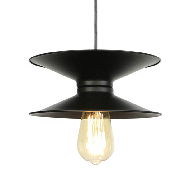 Double Cone Metal Ceiling Fixture Retro Stylish 1 Light Dining Room Pendant Ceiling Light in Black and White Clearhalo 'Art Deco Pendants' 'Black' 'Cast Iron' 'Ceiling Lights' 'Ceramic' 'Crystal' 'Industrial Pendants' 'Industrial' 'Metal' 'Middle Century Pendants' 'Pendant Lights' 'Pendants' 'Rustic Pendants' 'Tiffany' Lighting' 158881