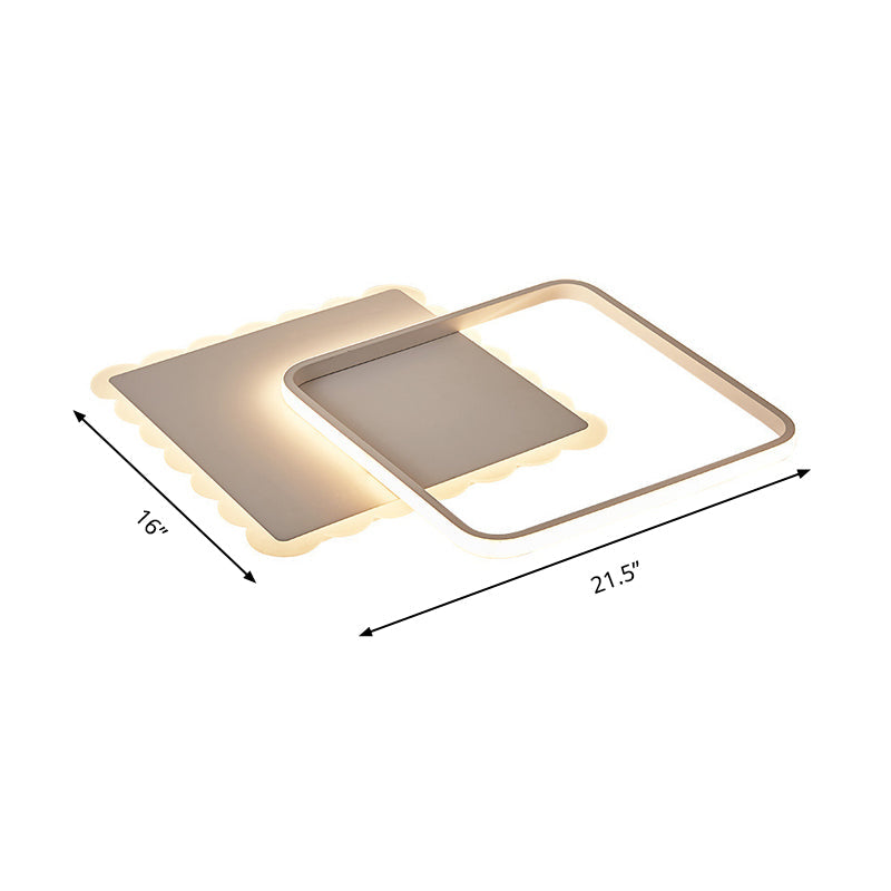 Square Ceiling Light Modern Acrylic LED White/Brown Flush Ceiling Light Fixture in Warm/White/Natural Light Clearhalo 'Ceiling Lights' 'Close To Ceiling Lights' 'Close to ceiling' 'Flush mount' Lighting' 158919