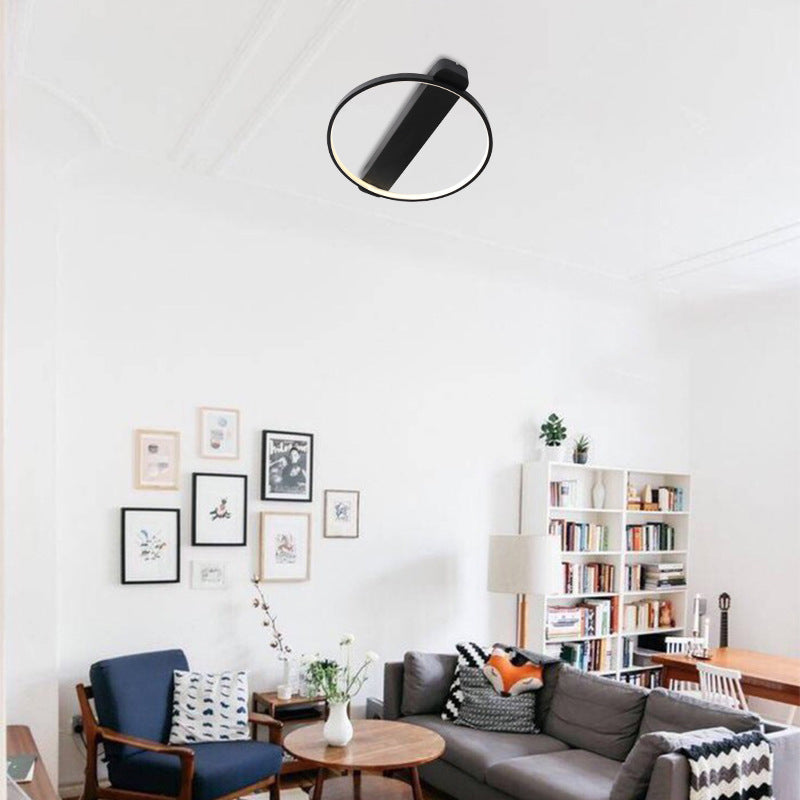 Ring Acrylic Flush Light Modern 18"/25.5" Wide LED Black/White Ceiling Lighting Fixture for Living Room Clearhalo 'Ceiling Lights' 'Close To Ceiling Lights' 'Close to ceiling' 'Flush mount' Lighting' 159071