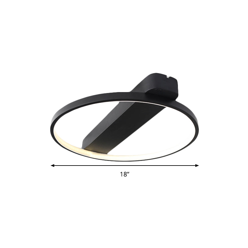 Ring Acrylic Flush Light Modern 18"/25.5" Wide LED Black/White Ceiling Lighting Fixture for Living Room Clearhalo 'Ceiling Lights' 'Close To Ceiling Lights' 'Close to ceiling' 'Flush mount' Lighting' 159074