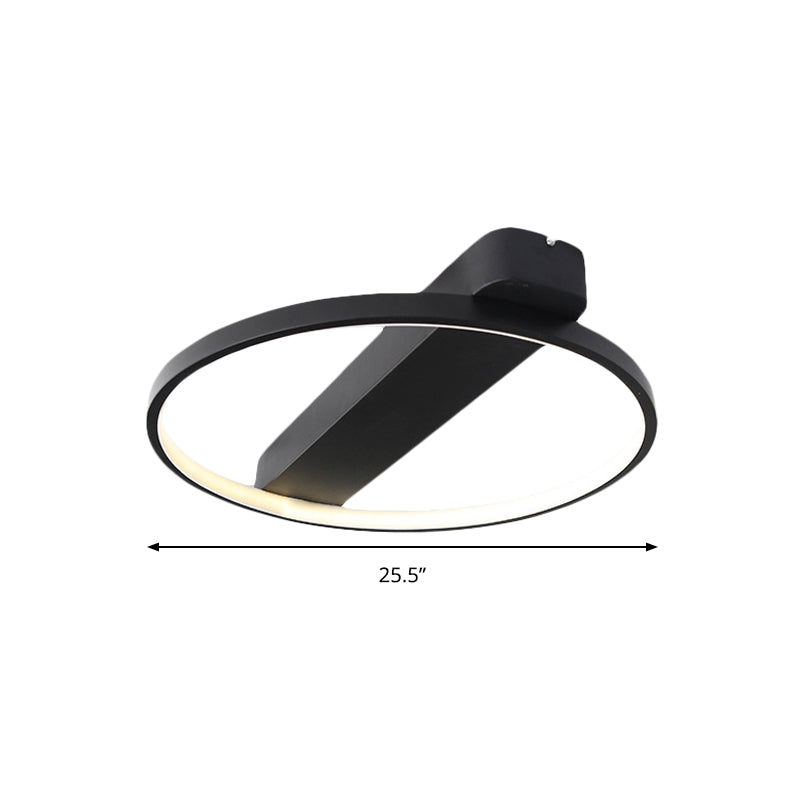 Ring Acrylic Flush Light Modern 18"/25.5" Wide LED Black/White Ceiling Lighting Fixture for Living Room Clearhalo 'Ceiling Lights' 'Close To Ceiling Lights' 'Close to ceiling' 'Flush mount' Lighting' 159075